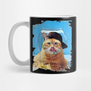 Cat Goldfish Swallowing Mug